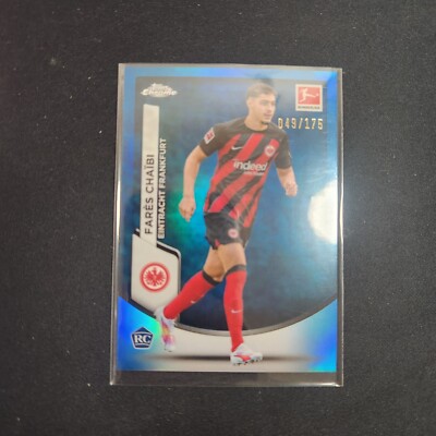 2023-24 Topps Chrome Bundesliga Fares Chaibi Blue Refractor /175 Rookie #28  L32