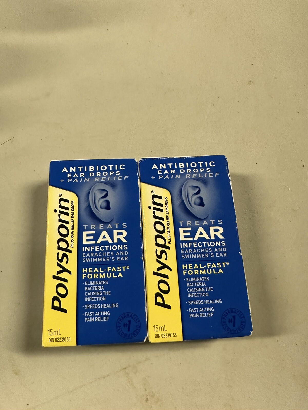 NEW! 2X! Polysporin Blue Plus Pain Relief Ear Drops 15ml EXP 2025
