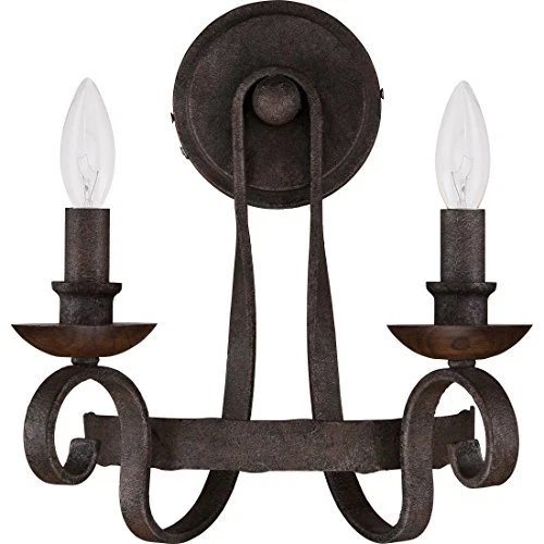 Quoizel NBE8702RK 2-Light Noble Wall Sconce in Rustic Black - Picture 2 of 7