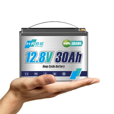 HRBEENERGY 12V 30Ah LiFePO4 Lithium Batterie Akku 30A BMS Solarbatterie Solaranlage RV
