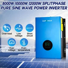 8kw-12kw Blue Solar Hybrid Inverter,UL Certified 48V DC to 110/240V AC(Settable)