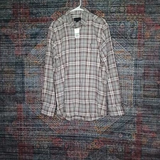 Scott Barber mens white brown burgundy plaid button down shirt L NWT