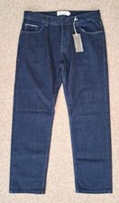 BETHNALS Relaxed Selvedge Jeans Dark Blue Stretch Denim Button Fly BNWT 32/28