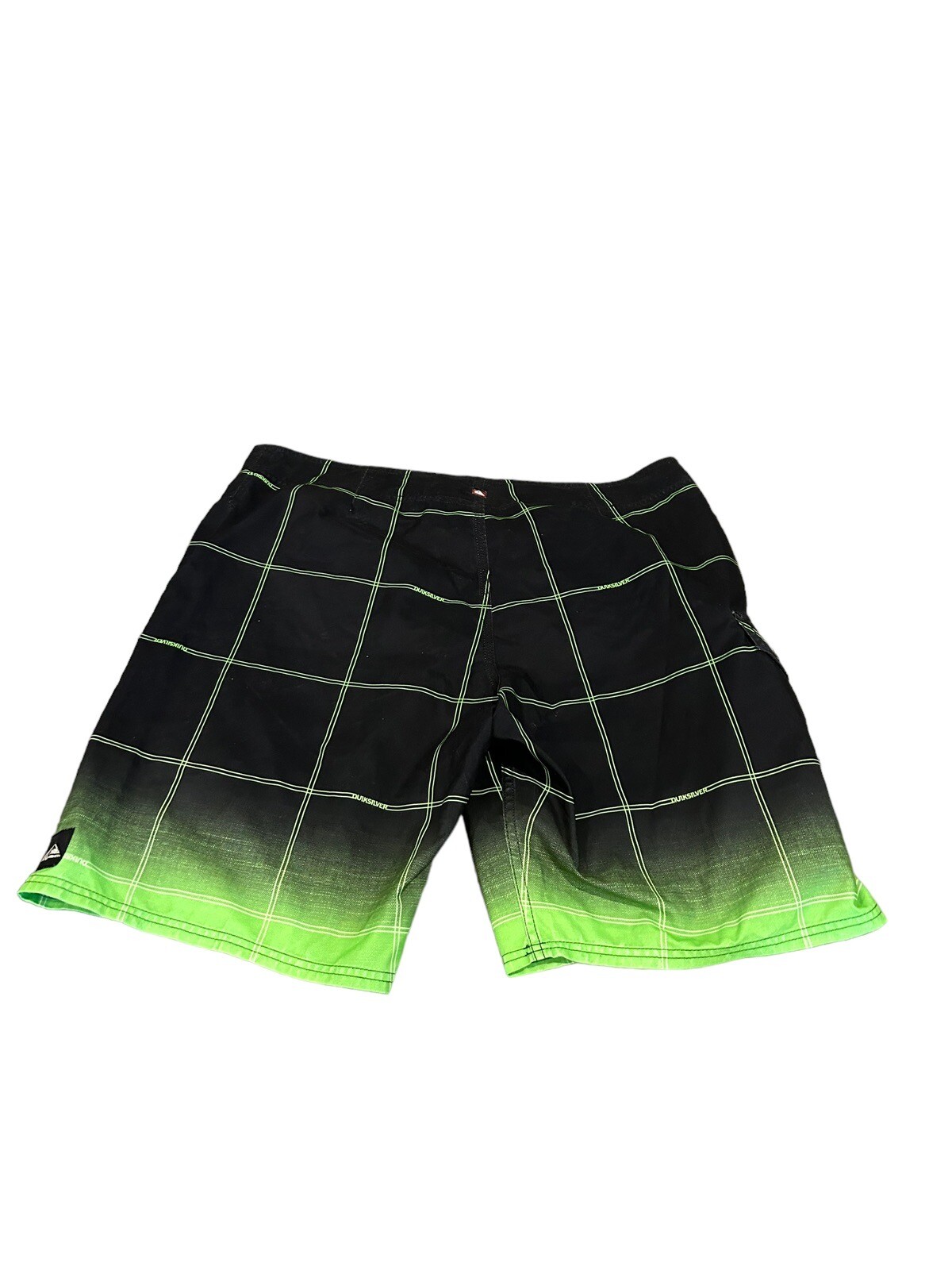 Quiksilver Mens Board Shorts Size 38 Black Green Swim Surf Logo eBay