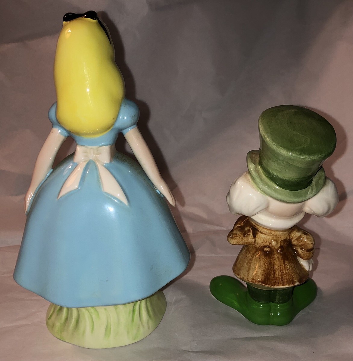 2 Vintage Alice In Wonderland Disney Japan Porcelain Figurines Mad