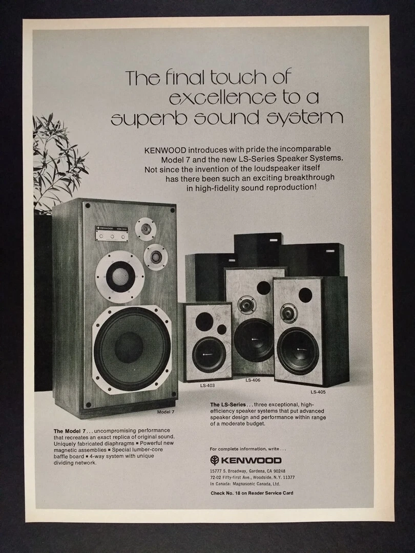1975 Kenwood Model 7 LS Series Speaker Systems vintage print Ad
