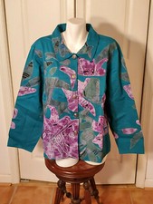 Indigo Moon QVC/Style Women's 1X Beaded Rhinestone Button Down Jacket (NEW)