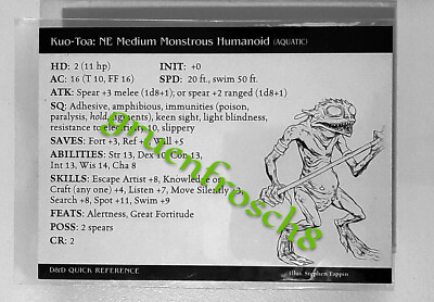  KUO-TOA  68 C  HARBINGER 2003  D&D MINIATURES GAMES CARD  DDM WIZARDS  VINTAGE
