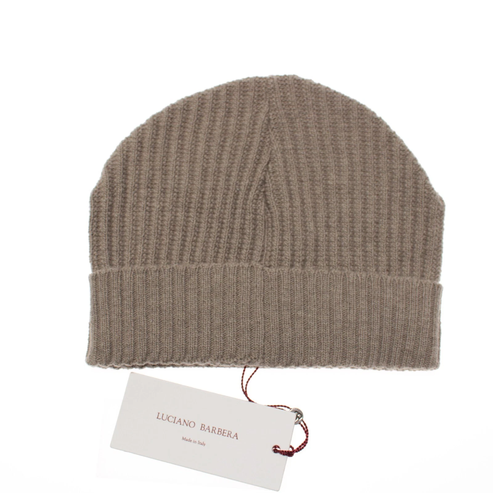 Luciano Barbera NWT 100% Wool Knit Beanie Hat One Size in Solid Tan Beige