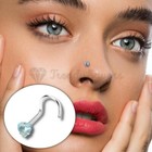 Women's Twist Bar Nose Ring Stud Sky Blue Heart Gem Body Piercing Jewellery 1pc