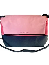 Victoria Secret Pink Black Flap Insulated Picnic Overnight Crossbody Tote Bag