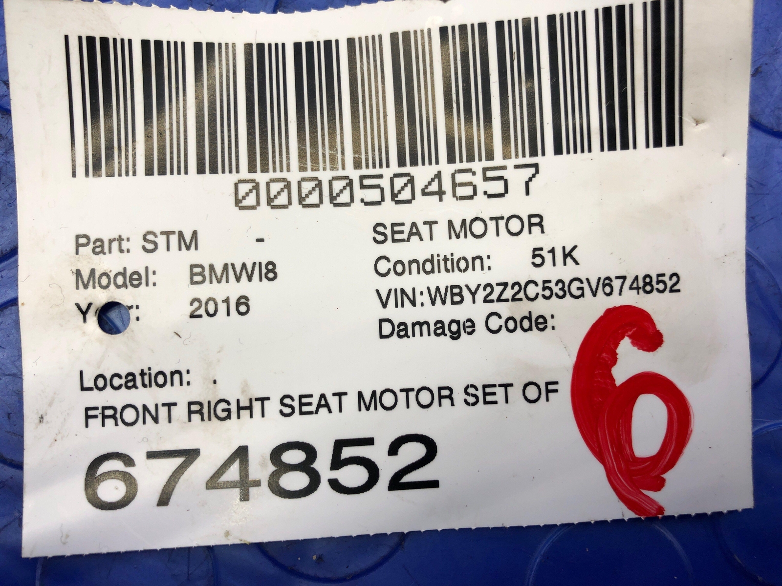 2014 2015 2016 2017 2018 2019 2020 BMW I8 OEM FRONT RIGHT SEAT MOTOR SET OF 3