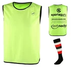 5 PACK soccer football rugby Fluro Mesh TRAINING BIBS 4 SIZES + Free Footy Socks