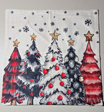 Christmas Trees Throw Pillow Case/Cover 16x16 Black Red White