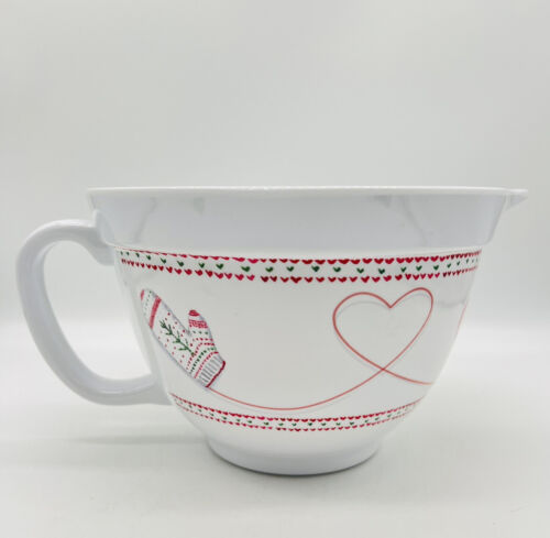 Stonewall Kitchen Melamine Batter Mixing Bowl Winter Mittens 2Q Spout No Slip - Picture 1 of 7