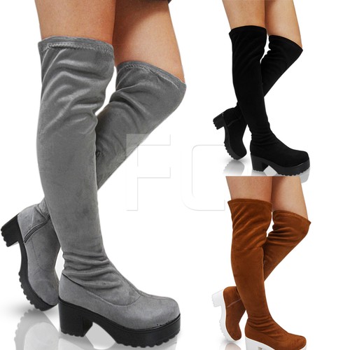 cleated stretch over the knee boots