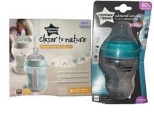 Tommee Tippee 2 Closer to Nature 9 oz Slow Flow 0+ & 1 Anti-Colic Bottles NEW