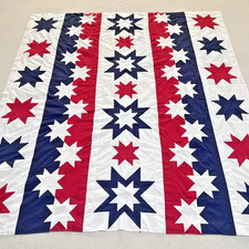 Handmade Stars of Victory Cotton Patchwork quilt top/topper 86x86