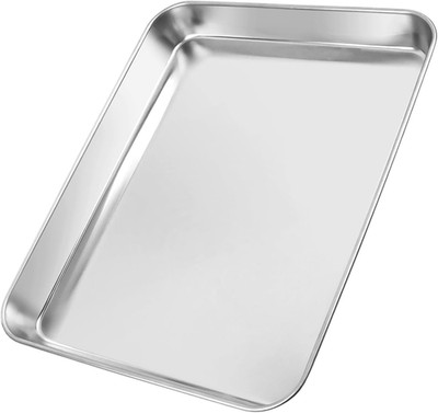 304 Stainless Steel Cookie Sheet, 12.4 * 9.5 Inch Baking Tray, Heat-Resistant Ba