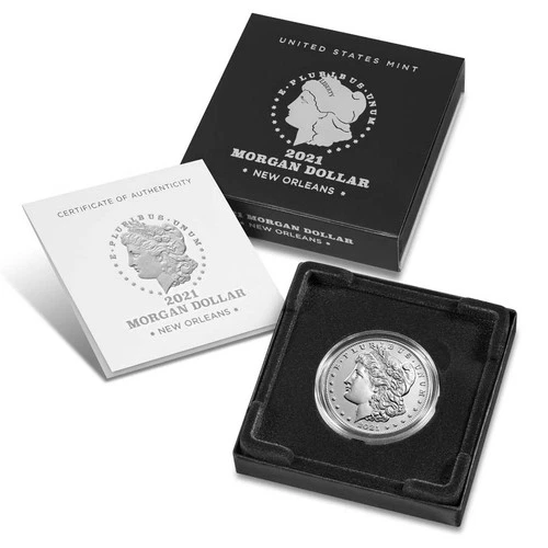 2021-O $1 New Orleans Morgan Fine Silver Dollar BU Coin (21XD) OGP & COA
