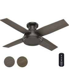 Hunter Fan 44in Noble Bronze Indoor Ceiling Fan with Remote Control and No Light