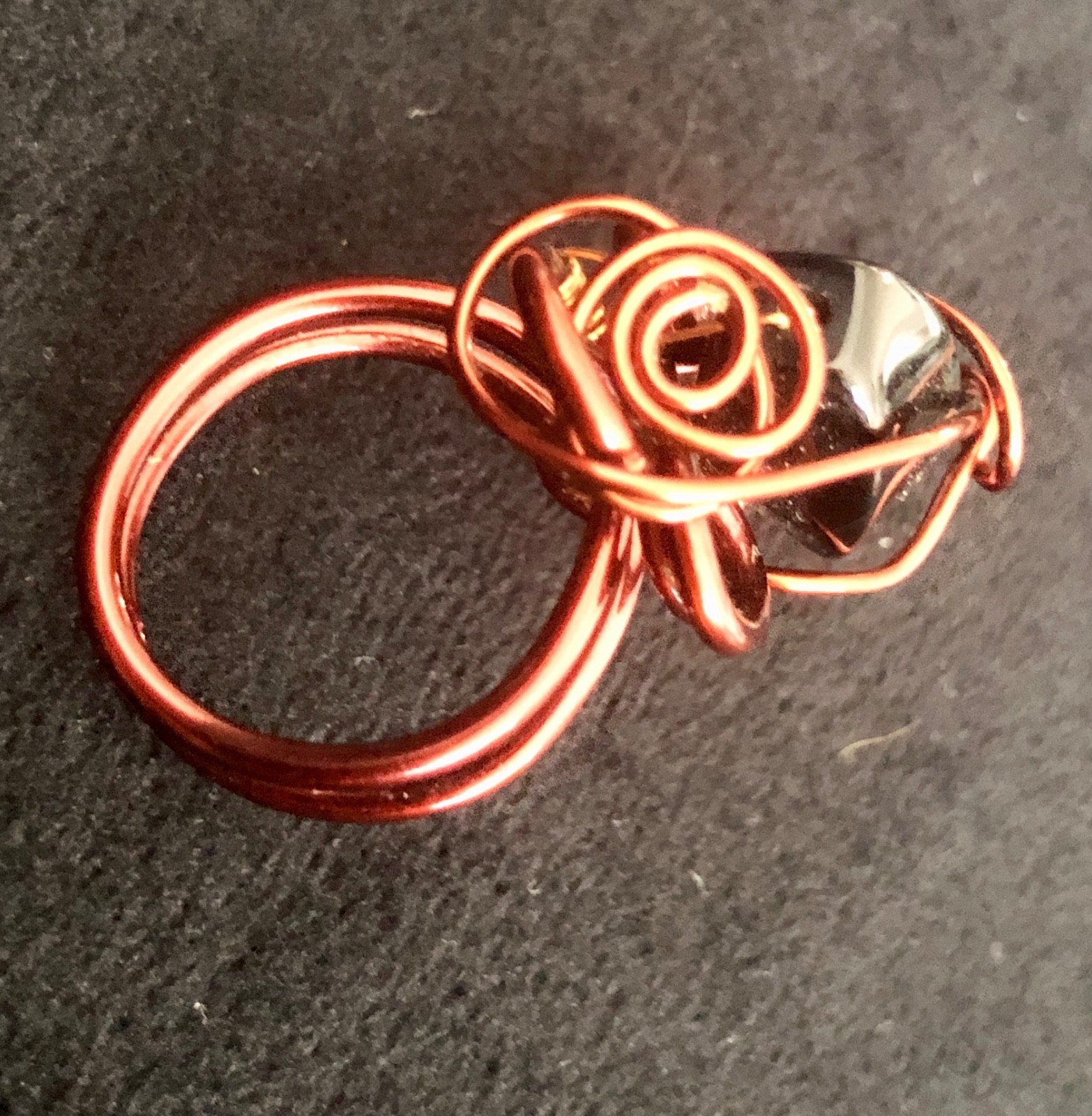 Handcrafted wire-wrapped ring, copper, gemstone, … - image 3