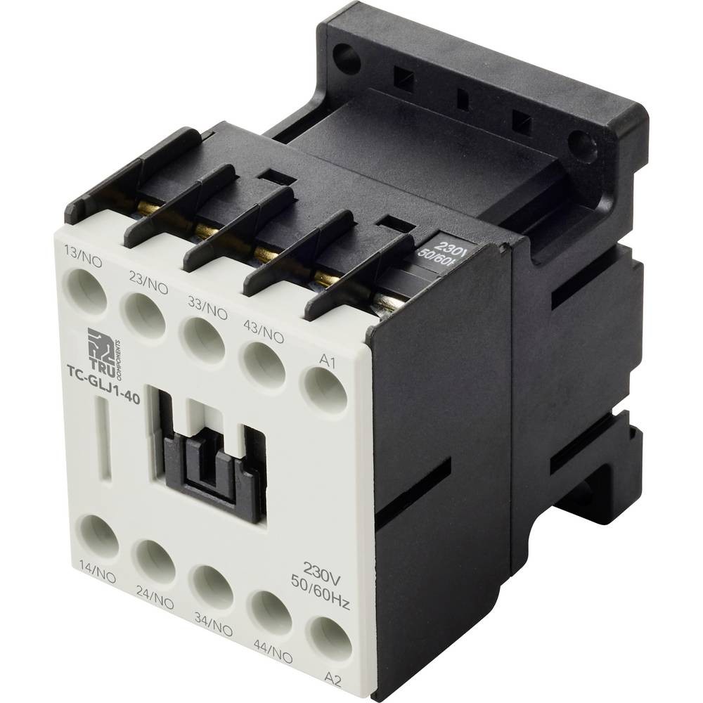 Contacteur auxiliaire 4 NO pour armoire électrique tertiaire TRU COMPONENTS 230V