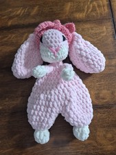 Handmade Crochet Bunny Lovey Snuggler Cuddler Plushie Toy