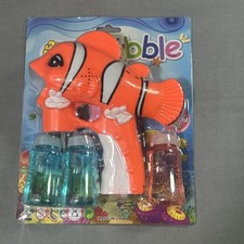 Ocean World Bubble Blower Toy Fish w/ Lights Sound Bubble Solution - Orange