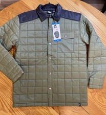 Quiksilver Insulated Quilted Shirt Jacket Boys Green Black L 14/16