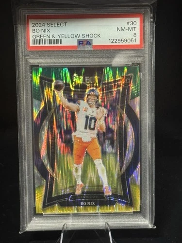 2024 Panini Select - Concourse Bo Nix #30 Green & Yellow Shock Prizm (RC)