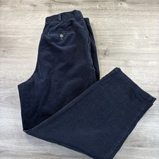 VINTAGE LL Bean Corduroy Pants Womens Size 16 Reg Navy Blue Pleated High Rise