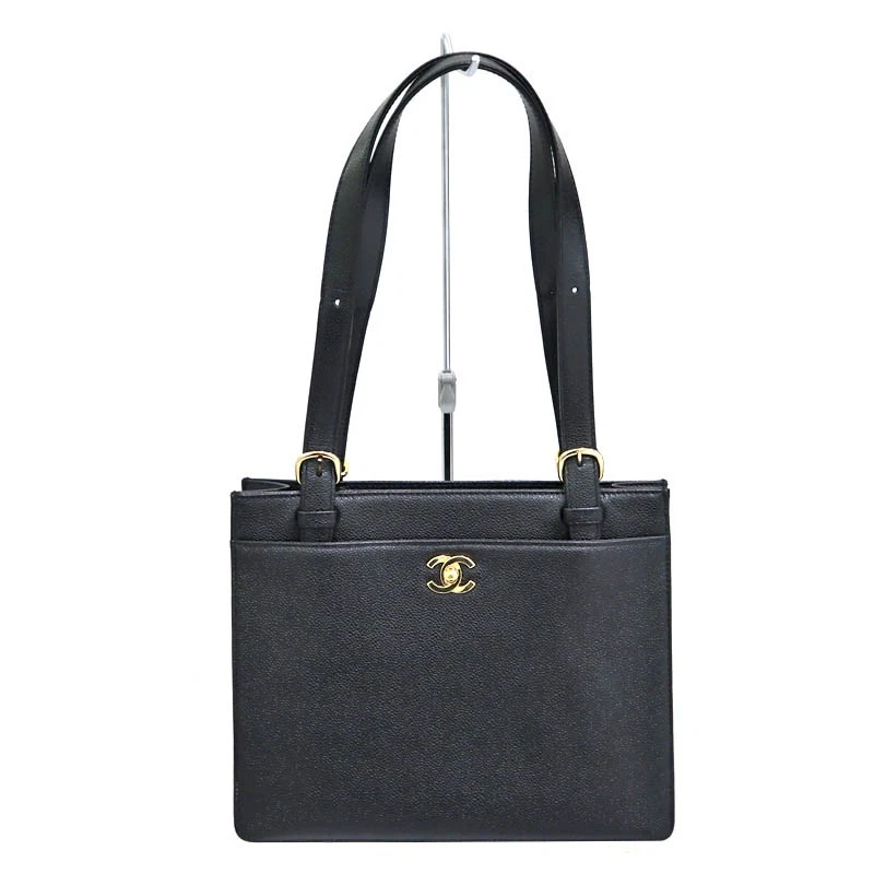 Chanel — Chanel Coco Mark Leather Black Shoulder Bag Gold Hardware with Papers #KNB315