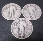3 Standing Liberty Quarters 1928 (x2) & 1929 90% Silver💰 Melt Value ≈ $43.65