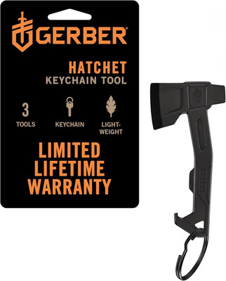 Gerber Gear Hatchet Keychain 3-In-1 Multitool, Clips to Pocket or Keychain with