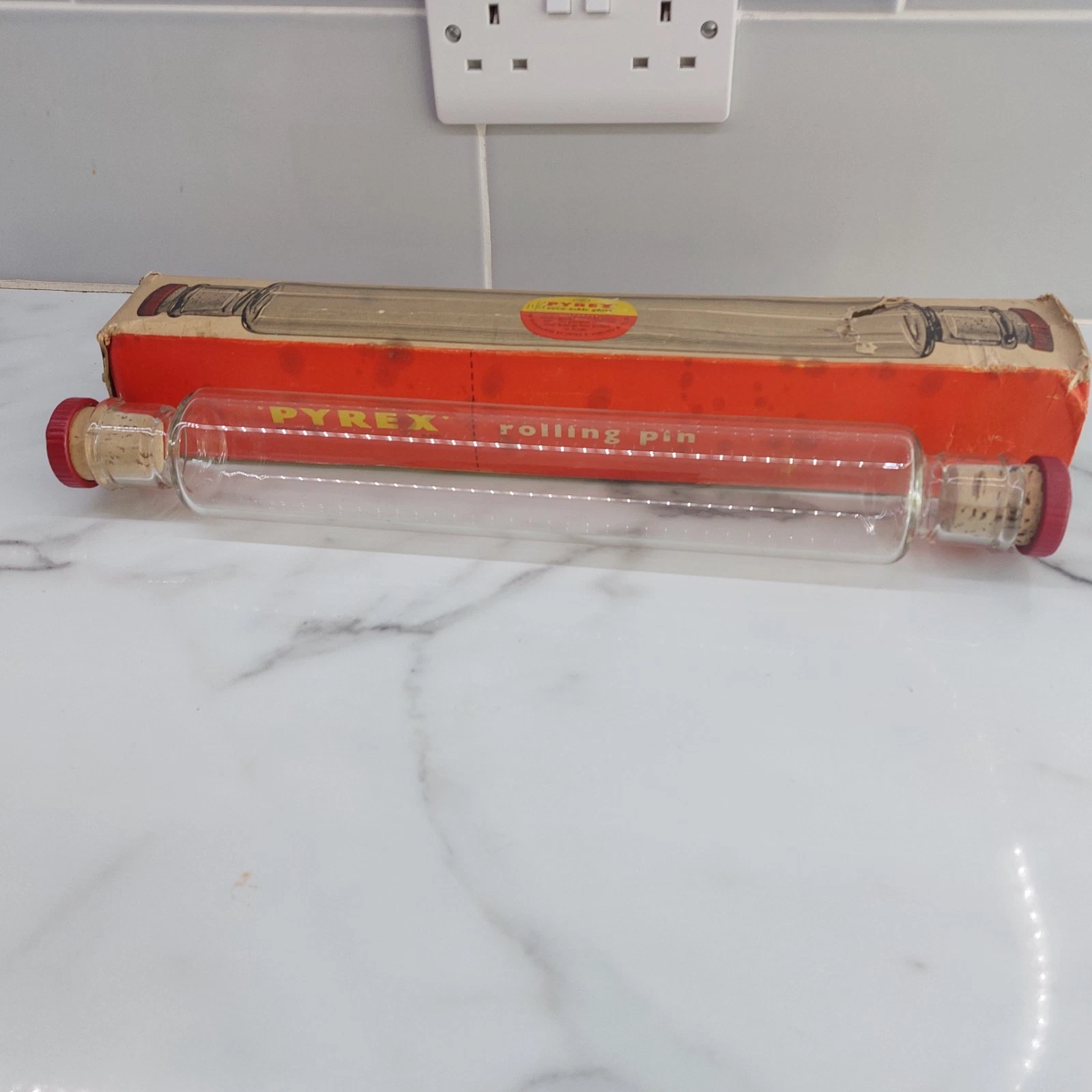 Original Vintage 1960's / 1950's Pyrex Glass Rolling Pin Boxed