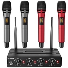 Wireless Microphones System with 4x10 Channels Cordless Handheld Microfono In...