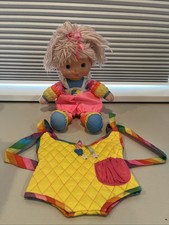 Vintage 1983 Rainbow Brite Plush Doll Tickled Pink Baby with Carrier Mattel