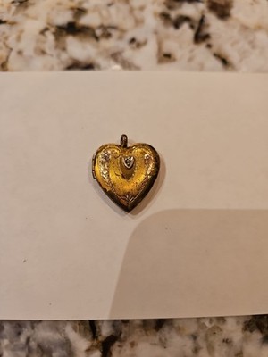 Locket Necklace Pendant Heart, 1/20 12k G F gold filled on Sterling Allco. vtg