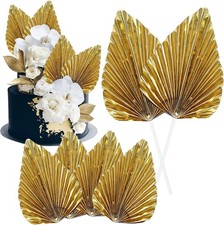 6Pcs Paper Palm Fan Cake Toppers Palm Spear Leaves Fan Cupcake Toppers Cake