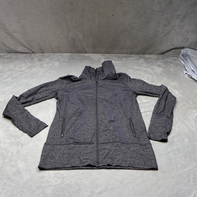 Lululemon Jacket Women 8 Gray Heathered In Stride Full Zip Athletic Training Gym