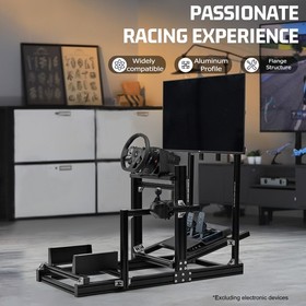 Marada 4080 Aluminum Racing Sim Cockpit With TV Stand Fit Logitech Thrustmaster