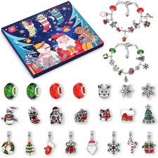 Christmas Countdown Advent Calendar Alloy Bracelets Jewelry Kit For Kids Gift