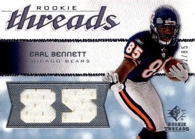 EARL BENNETT 2008 SP ROOKIE THREADS JERSEY ROOKIE #2/85 BEARS 