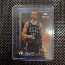 2025-26 Topps Chrome Basketball #71 Derrick White Blue Wave Refractor  /150