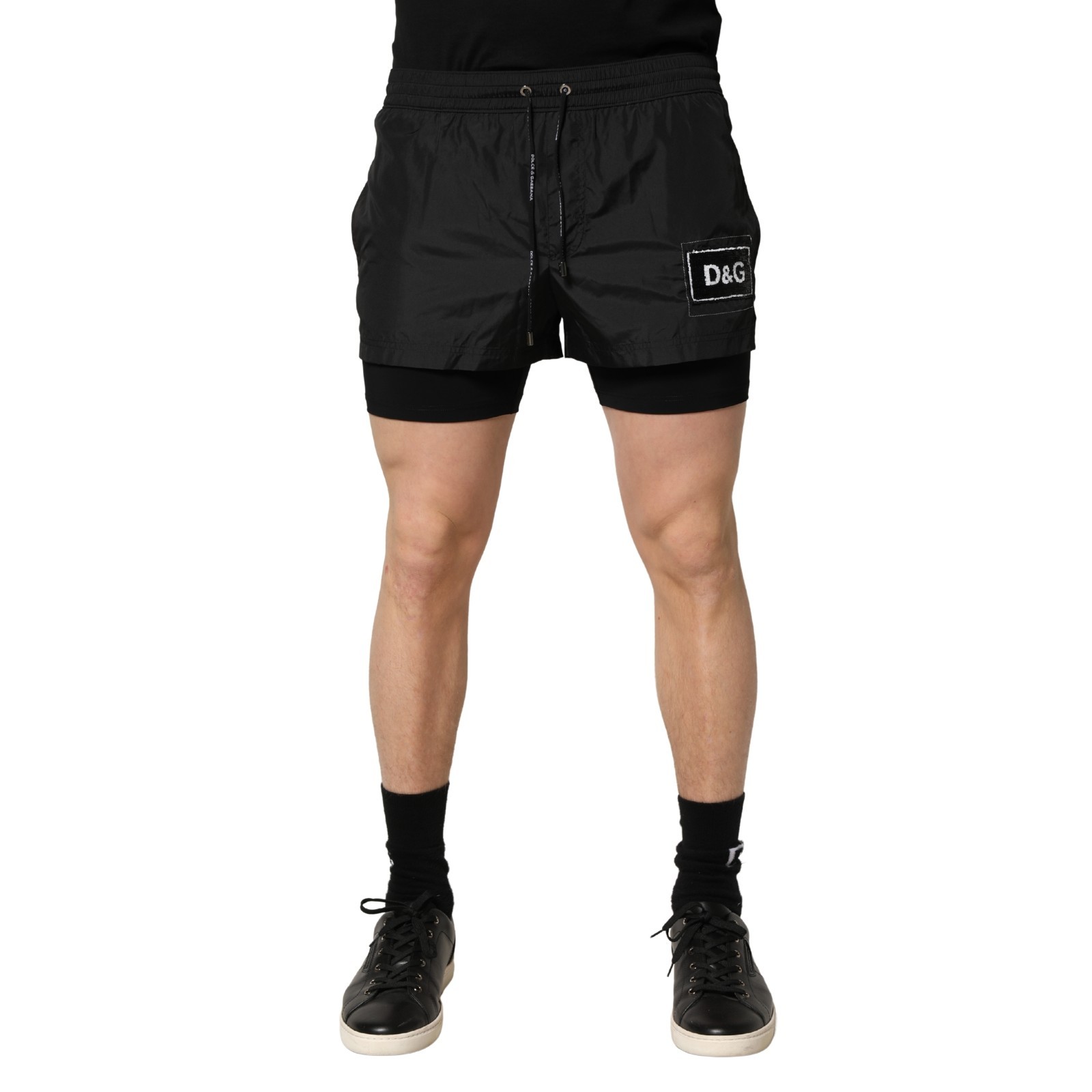 DOLCE - GABBANA Swimwear Black Polyester Drawstring Men Shorts IT4 US S 750usd 75790₽