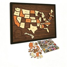 USA Travel Map, Wooden USA Map Puzzle, Perfect Wooden USA Wall Art Travel, D cor