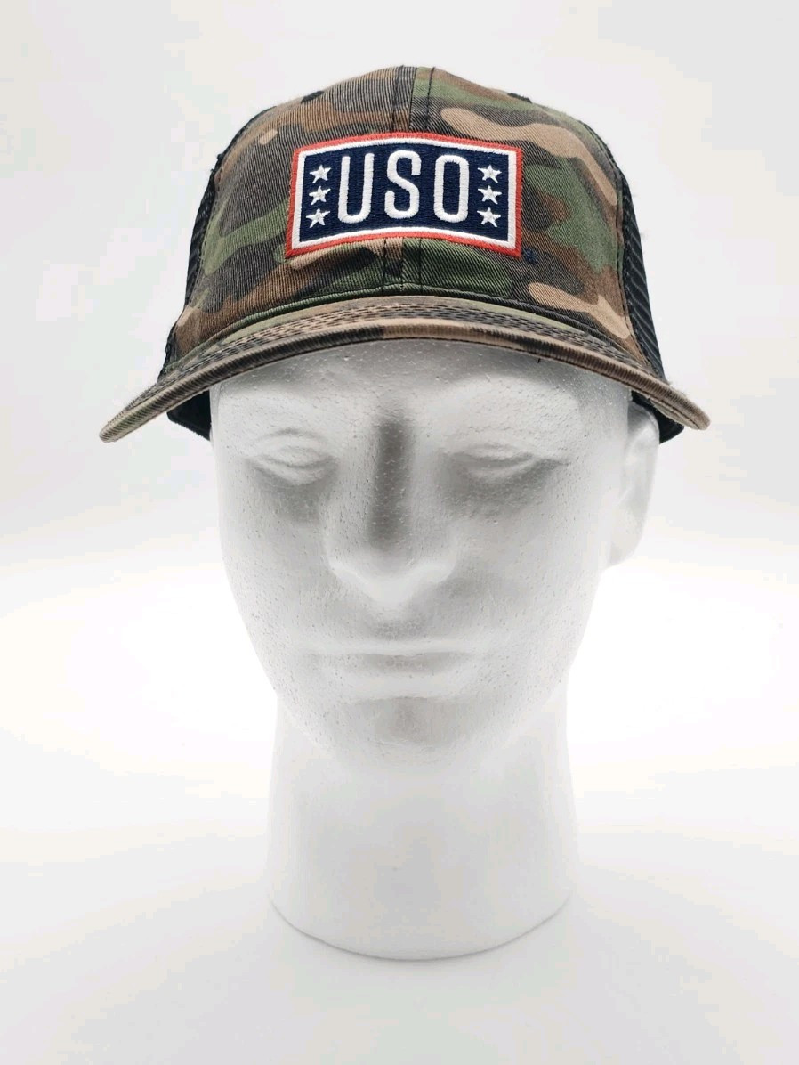 NWT USO Camouflage Cap America Mesh Snapback OSFM Cap Hat