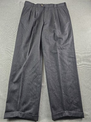 Vintage Ermengildo Zegna Pants Mens 36 Charcoal Trousers Double Pleated Cuffed