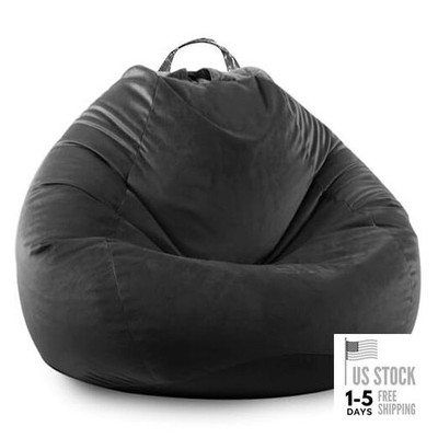  Stuffed Animal Storage Bean Bag Chair Cover (No L For Adults Black(Cover)